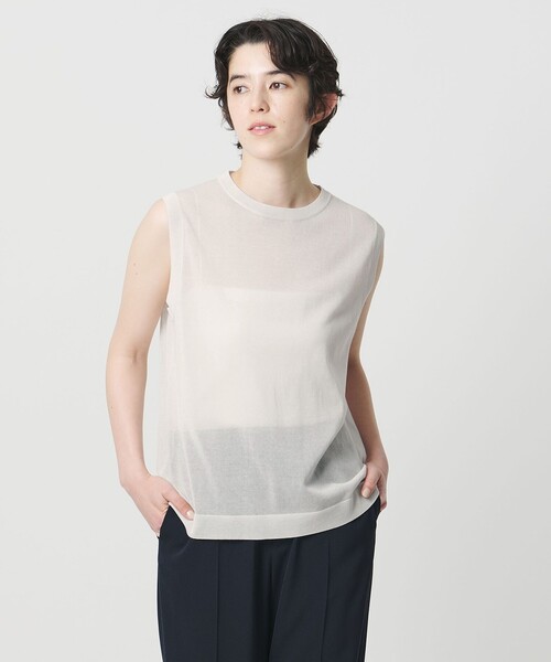MARW UNITED ARROWS(マルゥ ユナイテッドアローズ)の「<MARW UNITED ARROWS>シアー ノースリーブ ニット(ニット/セーター・レディース・ダークブラウン/ライトグレー/ネイビー/ブラック・FREE)」の2枚目の写真