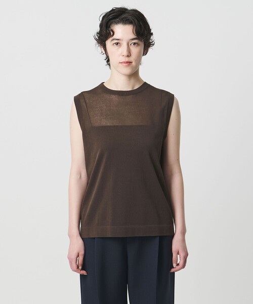 MARW UNITED ARROWS(マルゥ ユナイテッドアローズ)の「<MARW UNITED ARROWS>シアー ノースリーブ ニット(ニット/セーター・レディース・ダークブラウン/ライトグレー/ネイビー/ブラック・FREE)」の6枚目の写真