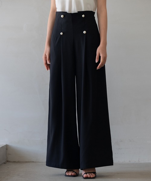 DRESS PLUS（ドレスプラス）の「【生地リニューアル】フロントパールワイドパンツ（その他パンツ・レディース・ブルーグレー/ブラック/ベージュ/ライトグリーン・S/M/L/XL）」の5枚目の写真