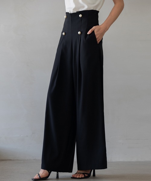 DRESS PLUS（ドレスプラス）の「【生地リニューアル】フロントパールワイドパンツ（その他パンツ・レディース・ブルーグレー/ブラック/ベージュ/ライトグリーン・S/M/L/XL）」の6枚目の写真
