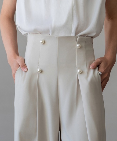 DRESS PLUS（ドレスプラス）の「【生地リニューアル】フロントパールワイドパンツ（その他パンツ・レディース・ブルーグレー/ブラック/ベージュ/ライトグリーン・S/M/L/XL）」の19枚目の写真