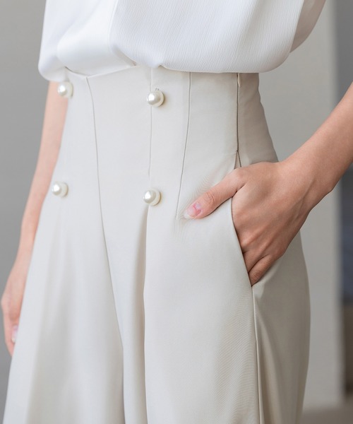 DRESS PLUS（ドレスプラス）の「【生地リニューアル】フロントパールワイドパンツ（その他パンツ・レディース・ブルーグレー/ブラック/ベージュ/ライトグリーン・S/M/L/XL）」の20枚目の写真