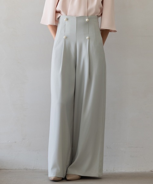 DRESS PLUS（ドレスプラス）の「【生地リニューアル】フロントパールワイドパンツ（その他パンツ・レディース・ブルーグレー/ブラック/ベージュ/ライトグリーン・S/M/L/XL）」の22枚目の写真