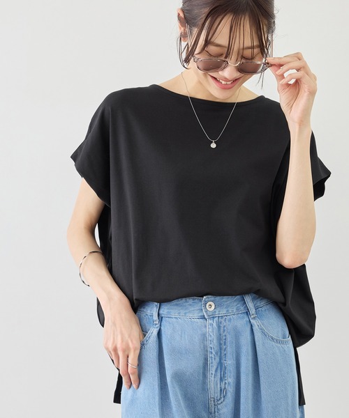 ROPE' PICNIC（ロペピクニック）の「マルチファンクション二の腕すっきり見えカットトップス/UV・接触冷感・吸水速乾（Tシャツ/カットソー・レディース・ブラック/ダークブラウン/オフホワイト/オレンジ/ブルー・FREE）」の7枚目の写真