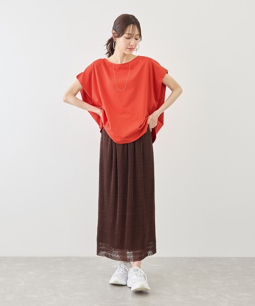 ROPE' PICNIC（ロペピクニック）の「マルチファンクション二の腕すっきり見えカットトップス/UV・接触冷感・吸水速乾（Tシャツ/カットソー・レディース・ブラック/ダークブラウン/オフホワイト/オレンジ/ブルー・FREE）」の18枚目の写真