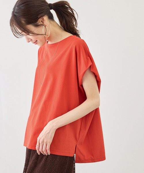 ROPE' PICNIC（ロペピクニック）の「マルチファンクション二の腕すっきり見えカットトップス/UV・接触冷感・吸水速乾（Tシャツ/カットソー・レディース・ブラック/ダークブラウン/オフホワイト/オレンジ/ブルー・FREE）」の19枚目の写真