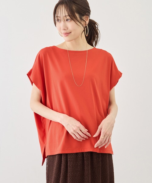 ROPE' PICNIC（ロペピクニック）の「マルチファンクション二の腕すっきり見えカットトップス/UV・接触冷感・吸水速乾（Tシャツ/カットソー・レディース・ブラック/ダークブラウン/オフホワイト/オレンジ/ブルー・FREE）」の20枚目の写真