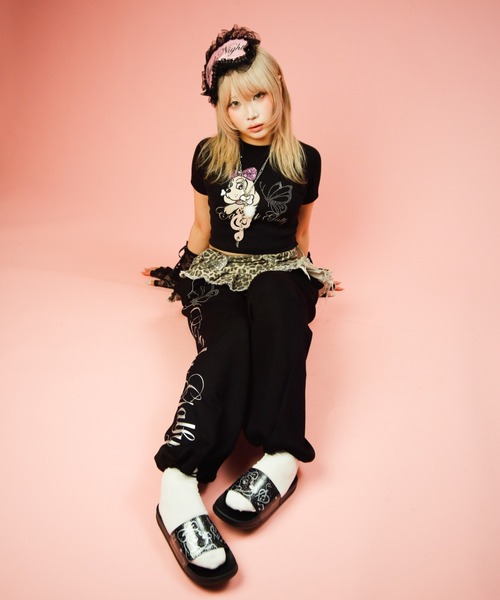 GALFY(ガルフィー)の「CANDYGALFY/キャンディーガルフィー/ピカピカギャルちゃんバタフライスウェットパンツ/162066(スウェットパンツ・レディース・ピンク/ブラック/オフホワイト・FREE)」の12枚目の写真