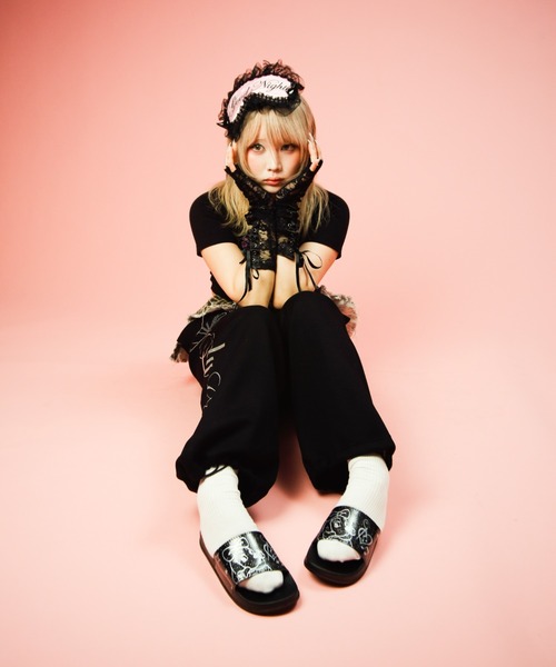 GALFY(ガルフィー)の「CANDYGALFY/キャンディーガルフィー/ピカピカギャルちゃんバタフライスウェットパンツ/162066(スウェットパンツ・レディース・ピンク/ブラック/オフホワイト・FREE)」の15枚目の写真