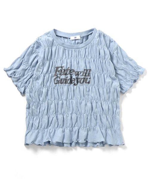 algy(アルジー)の「シャーリングロゴ半袖Tシャツ(Tシャツ/カットソー・キッズ・サックスブルー/グレー/オフホワイト・130/140/150/160)」の3枚目の写真