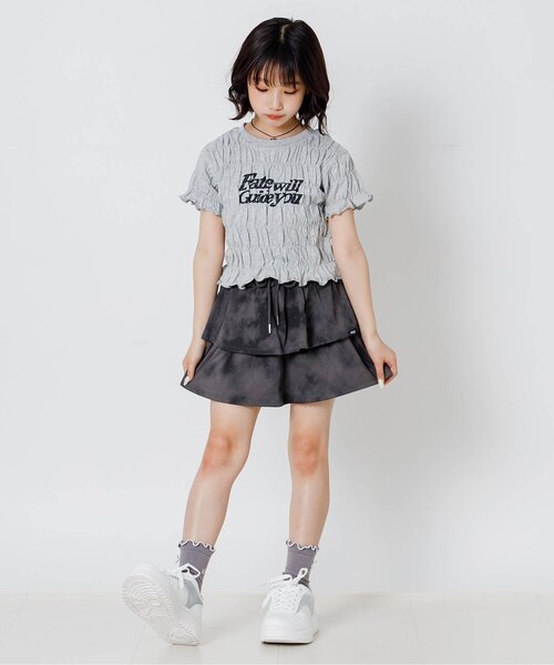 algy(アルジー)の「シャーリングロゴ半袖Tシャツ(Tシャツ/カットソー・キッズ・サックスブルー/グレー/オフホワイト・130/140/150/160)」の4枚目の写真