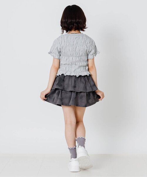 algy(アルジー)の「シャーリングロゴ半袖Tシャツ(Tシャツ/カットソー・キッズ・サックスブルー/グレー/オフホワイト・130/140/150/160)」の5枚目の写真