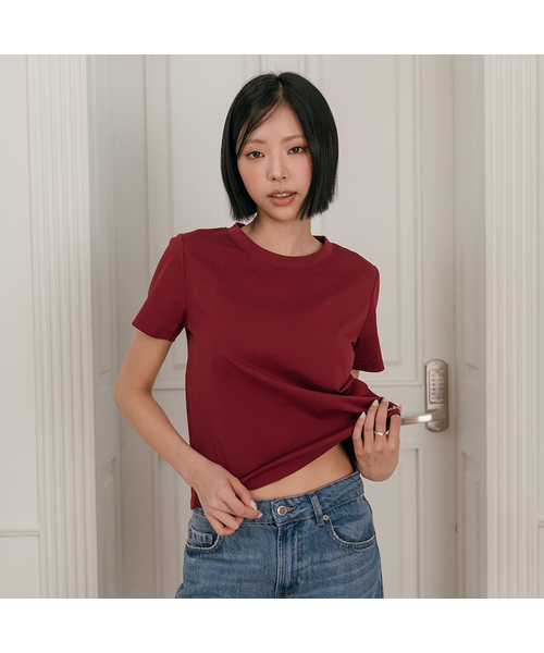 MAC MOC(マックモック)の「コニー エッセンシャルデイリー クルーネック 半袖Tシャツ_7カラー(Tシャツ/カットソー・レディース・ホワイト/スカイブルー/ブラック/ネイビー/グレー/イエロー/バーガンディー・FREE)」の7枚目の写真