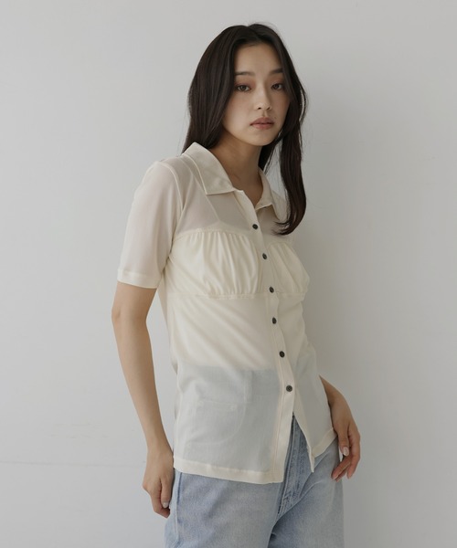 hellam(へラム)の「ビスチェデザインシアートップス(Tシャツ/カットソー・レディース・ブラック/ワイン/アイボリー・FREE)」の4枚目の写真
