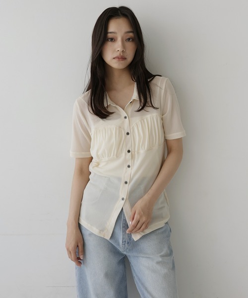 hellam(へラム)の「ビスチェデザインシアートップス(Tシャツ/カットソー・レディース・ブラック/ワイン/アイボリー・FREE)」の9枚目の写真