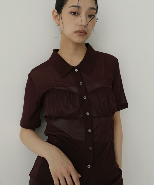 hellam(へラム)の「ビスチェデザインシアートップス(Tシャツ/カットソー・レディース・ブラック/ワイン/アイボリー・FREE)」の13枚目の写真