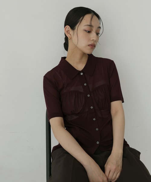 hellam(へラム)の「ビスチェデザインシアートップス(Tシャツ/カットソー・レディース・ブラック/ワイン/アイボリー・FREE)」の15枚目の写真