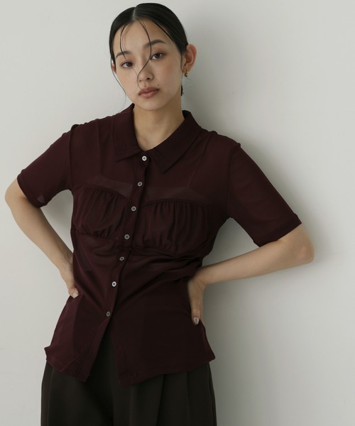 hellam(へラム)の「ビスチェデザインシアートップス(Tシャツ/カットソー・レディース・ブラック/ワイン/アイボリー・FREE)」の17枚目の写真