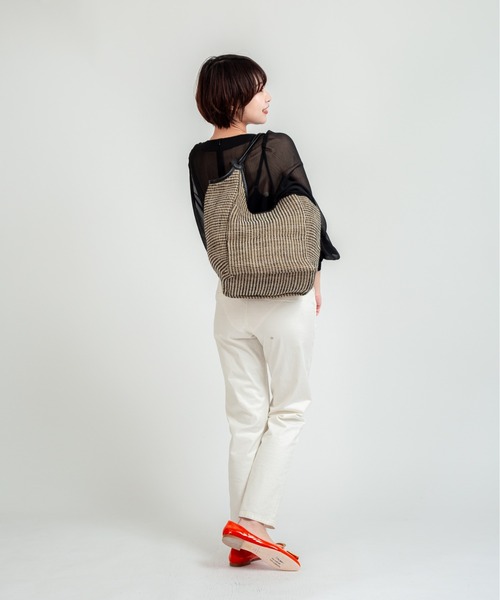 TARANGO(タランゴ)の「【TARANGO】麻ジュート×本革バッグ トートバッグ 肩掛け(かごバッグ・レディース・ブラック×ホワイト/ブラウン系その他/ブルー系その他/ナチュラル・FREE)」の18枚目の写真