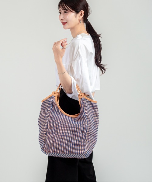 TARANGO(タランゴ)の「【TARANGO】麻ジュート×本革バッグ トートバッグ 肩掛け(かごバッグ・レディース・ブラック×ホワイト/ブラウン系その他/ブルー系その他/ナチュラル・FREE)」の19枚目の写真
