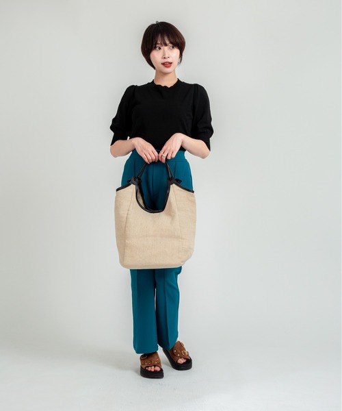 TARANGO(タランゴ)の「【TARANGO】麻ジュート×本革バッグ トートバッグ 肩掛け(かごバッグ・レディース・ブラック×ホワイト/ブラウン系その他/ブルー系その他/ナチュラル・FREE)」の13枚目の写真