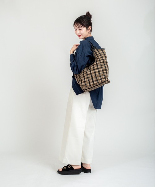 TARANGO(タランゴ)の「【TARANGO】麻ジュート×本革バッグ トートバッグ 肩掛け(かごバッグ・レディース・ブラック×ホワイト/ブラウン系その他/ブルー系その他/ナチュラル・FREE)」の10枚目の写真