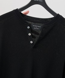 【MADE IN JAPAN】18Gコンパクトコットン ワッフルヘンリーTシャツ |通気性/吸水性/伸縮性/軽量性/夏服/べた付き防止