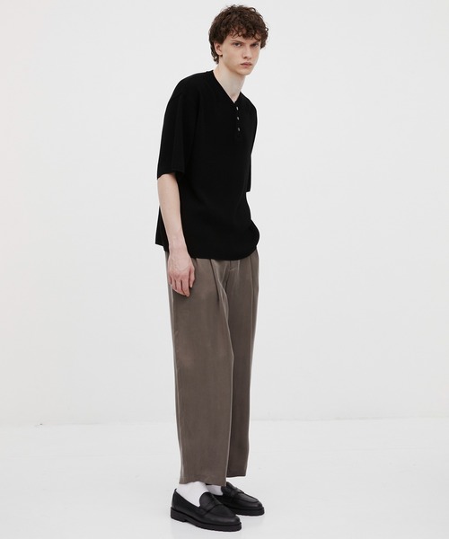 UNITED TOKYO(ユナイテッドトウキョウ)の「【MADE IN JAPAN】18Gコンパクトコットン ワッフルヘンリーTシャツ |通気性/吸水性/伸縮性/軽量性/夏服/べた付き防止(Tシャツ/カットソー・メンズ・ネイビー/ブラック/ライトグレー・1/2)」の8枚目の写真