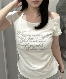 【nmtc+】Bijou Halter Layered Tee / 【エヌエムティーシープラス】ビジューホルターレイヤードTシャツ