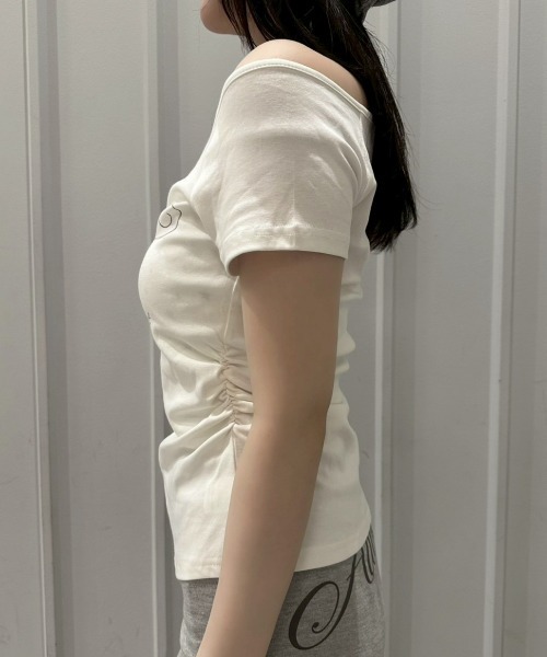 Never mind the XU / Chikashitsu+(ネバーマインド ザ エックスユー / チカシツプラス)の「【nmtc+】Bijou Halter Layered Tee / 【エヌエムティーシープラス】ビジューホルターレイヤードTシャツ(Tシャツ/カットソー・レディース・グレー/チャコール/ホワイト・ONE SIZE)」の8枚目の写真