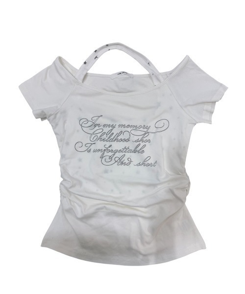 Never mind the XU / Chikashitsu+(ネバーマインド ザ エックスユー / チカシツプラス)の「【nmtc+】Bijou Halter Layered Tee / 【エヌエムティーシープラス】ビジューホルターレイヤードTシャツ(Tシャツ/カットソー・レディース・グレー/チャコール/ホワイト・ONE SIZE)」の17枚目の写真