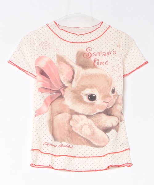 ViViDAY(ビビデー)の「フロントウサギプリント ドット柄シアートップス(Tシャツ/カットソー・レディース・アイボリー/ミント・M)」の15枚目の写真