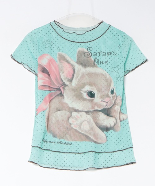 ViViDAY(ビビデー)の「フロントウサギプリント ドット柄シアートップス(Tシャツ/カットソー・レディース・アイボリー/ミント・M)」の14枚目の写真