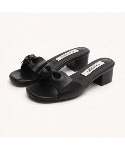 MAC MOC(マックモック)の「ルナ リボンワンポイントミュールスリッパ_5colors (2cm/4.5cm)(サンダル・レディース・クリーム/ベージュ/シルバー/ピンク/グレイッシュベージュ/クリアブラック/イエロー/ブラック/アイボリー・22.5cm/23.5cm/25cm/23cm/24.5cm/24cm)」の3枚目の写真