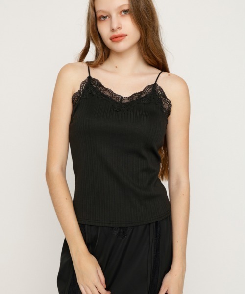 SLY（スライ）の「LACE TRIM CUP IN CAMI レーストリムカップインキャミ 夏服（キャミソール・レディース・バーガンディー/アイボリー/ブラック・FREE）」の3枚目の写真