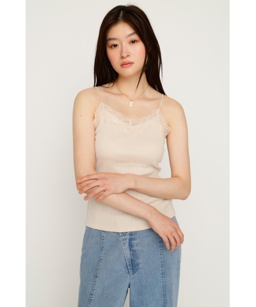 SLY（スライ）の「LACE TRIM CUP IN CAMI レーストリムカップインキャミ 夏服（キャミソール・レディース・バーガンディー/アイボリー/ブラック・FREE）」の5枚目の写真