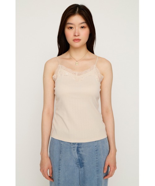 SLY（スライ）の「LACE TRIM CUP IN CAMI レーストリムカップインキャミ 夏服（キャミソール・レディース・バーガンディー/アイボリー/ブラック・FREE）」の6枚目の写真