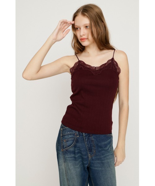 SLY（スライ）の「LACE TRIM CUP IN CAMI レーストリムカップインキャミ 夏服（キャミソール・レディース・バーガンディー/アイボリー/ブラック・FREE）」の16枚目の写真