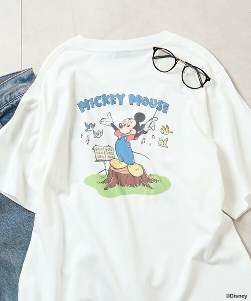 FREAK'S STORE(フリークスストア)の「【MICKEY MOUSE】レトロ バックプリントTシャツ(Tシャツ/カットソー・レディース・オフホワイト/レモンイエロー/チャコール・SMALL/MEDIUM)」の2枚目の写真