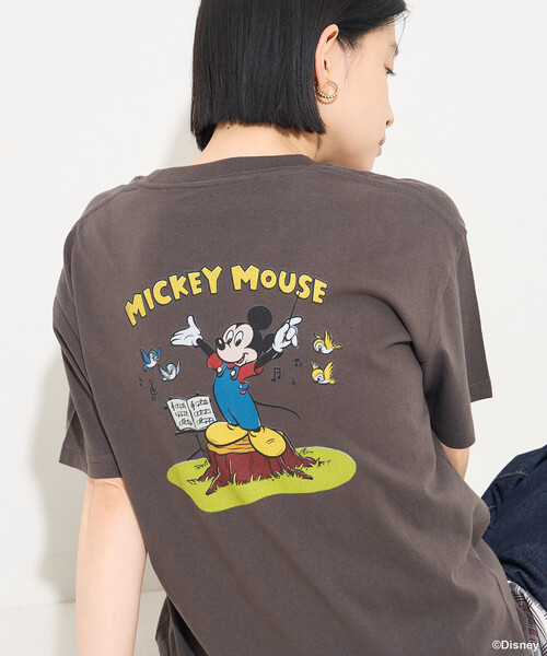 FREAK'S STORE(フリークスストア)の「【MICKEY MOUSE】レトロ バックプリントTシャツ(Tシャツ/カットソー・レディース・オフホワイト/レモンイエロー/チャコール・SMALL/MEDIUM)」の3枚目の写真