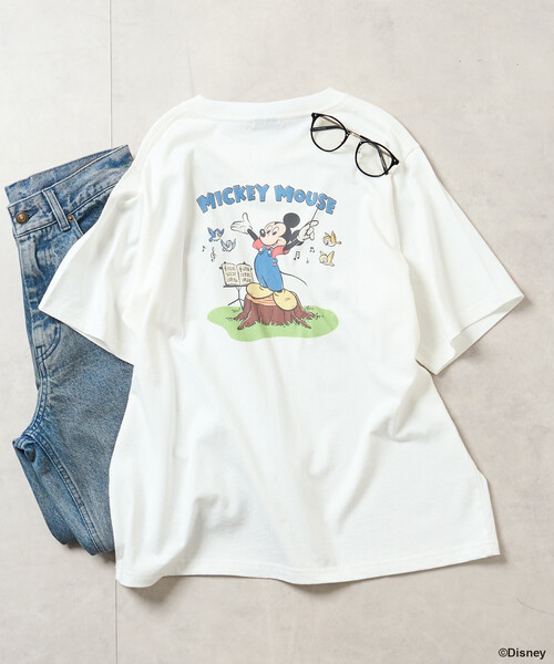 FREAK'S STORE(フリークスストア)の「【MICKEY MOUSE】レトロ バックプリントTシャツ(Tシャツ/カットソー・レディース・オフホワイト/レモンイエロー/チャコール・SMALL/MEDIUM)」の14枚目の写真