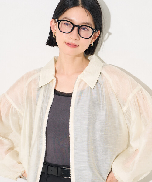 FREAK'S STORE(フリークスストア)の「シアーブルゾン(シャツ/ブラウス・レディース・ブラック/オフホワイト/オリーブ・フリ-)」の2枚目の写真