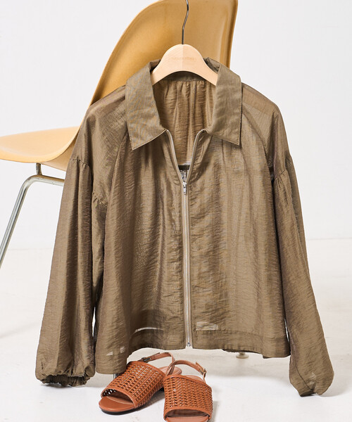 FREAK'S STORE(フリークスストア)の「シアーブルゾン(シャツ/ブラウス・レディース・ブラック/オフホワイト/オリーブ・フリ-)」の3枚目の写真