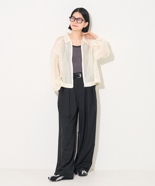 FREAK'S STORE(フリークスストア)の「シアーブルゾン(シャツ/ブラウス・レディース・ブラック/オフホワイト/オリーブ・フリ-)」の4枚目の写真