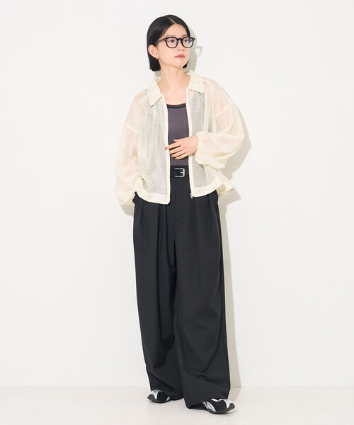 FREAK'S STORE(フリークスストア)の「シアーブルゾン(シャツ/ブラウス・レディース・ブラック/オフホワイト/オリーブ・フリ-)」の5枚目の写真