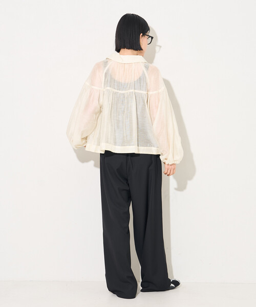 FREAK'S STORE(フリークスストア)の「シアーブルゾン(シャツ/ブラウス・レディース・ブラック/オフホワイト/オリーブ・フリ-)」の6枚目の写真