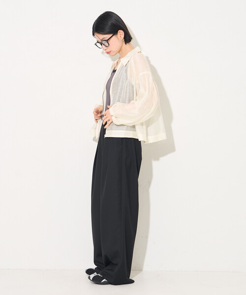 FREAK'S STORE(フリークスストア)の「シアーブルゾン(シャツ/ブラウス・レディース・ブラック/オフホワイト/オリーブ・フリ-)」の7枚目の写真