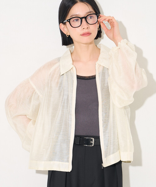 FREAK'S STORE(フリークスストア)の「シアーブルゾン(シャツ/ブラウス・レディース・ブラック/オフホワイト/オリーブ・フリ-)」の8枚目の写真