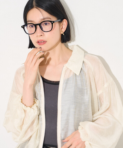 FREAK'S STORE(フリークスストア)の「シアーブルゾン(シャツ/ブラウス・レディース・ブラック/オフホワイト/オリーブ・フリ-)」の9枚目の写真