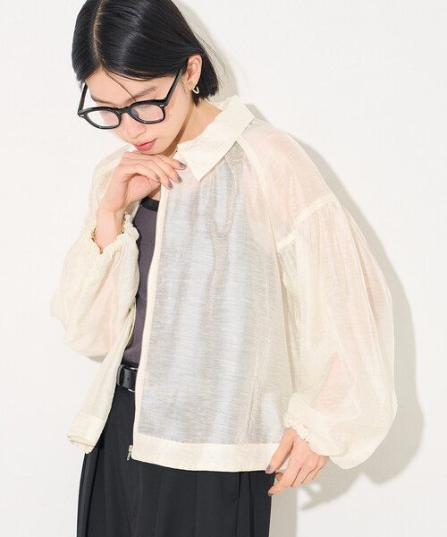 FREAK'S STORE(フリークスストア)の「シアーブルゾン(シャツ/ブラウス・レディース・ブラック/オフホワイト/オリーブ・フリ-)」の11枚目の写真